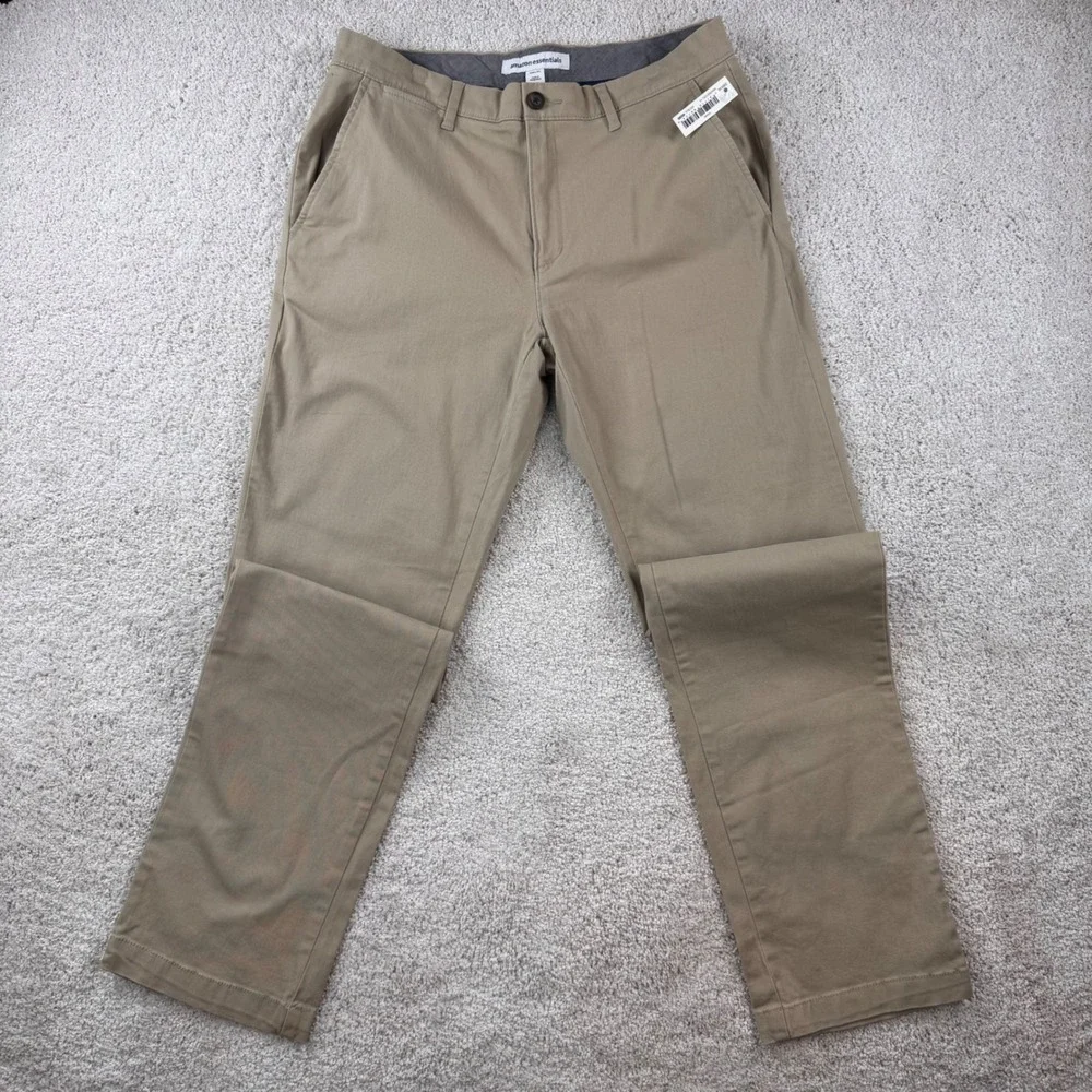 Amazon Essentials Mens Slim Fit Khaki Chinos Pants 33x34 NEW‎